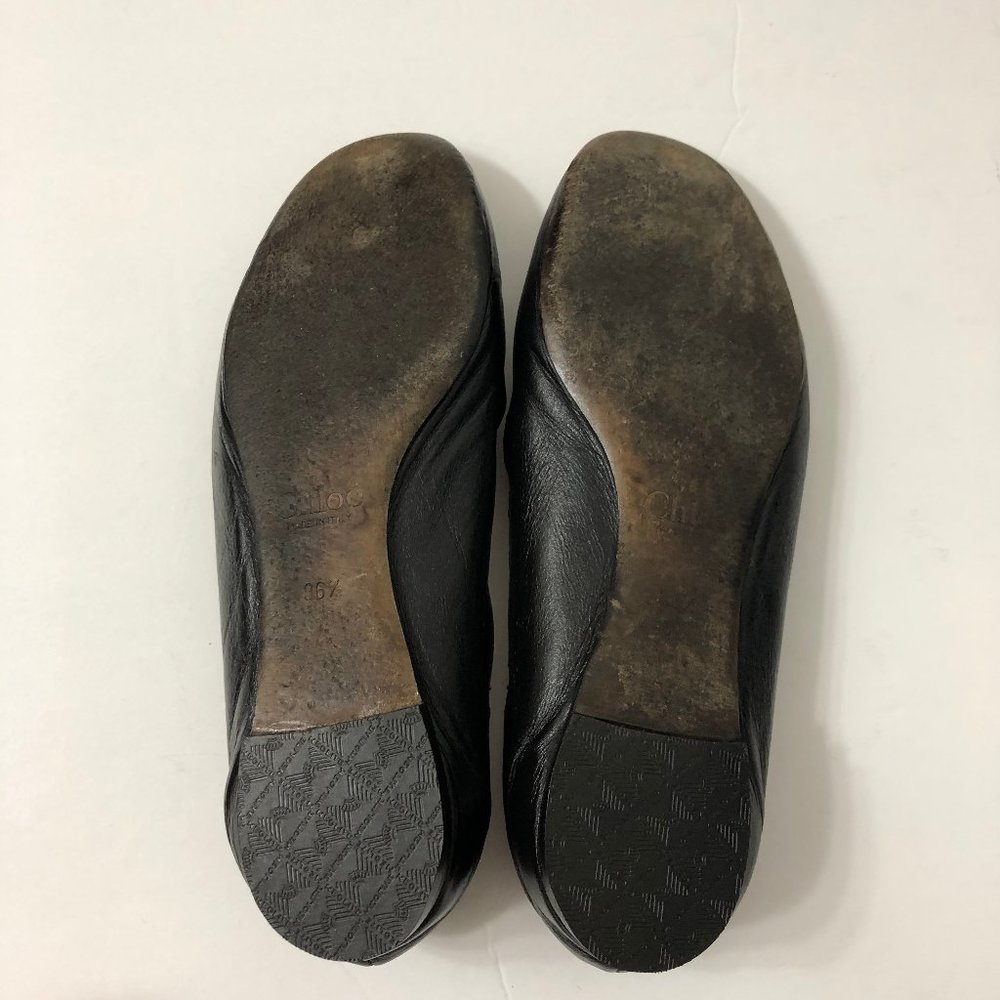 Chloé Lauren black leather scallop ballet flats - Picture 8 of 8